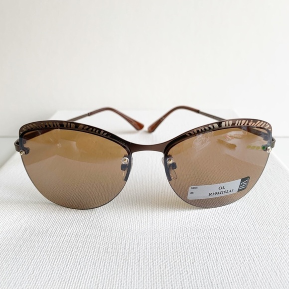 NWT semi rimless brown and tan sunglasses - Picture 1 of 5
